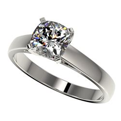 1.25 CTW Certified VS/SI Quality Cushion Cut Diamond Solitaire Ring 10K White Gold - REF-372Y3K - 33