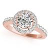 Image 1 : 1.02 CTW Certified VS/SI Diamond Solitaire Halo Ring 18K Rose Gold - REF-208A2X - 26330