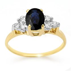 1.41 CTW Blue Sapphire & Diamond Ring 14K Yellow Gold - REF-26N4Y - 13733