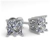 Image 1 : 1.0 CTW VS/SI Princess Diamond Stud Solitaire Earrings 18K White Gold - REF-178M2H - 35829