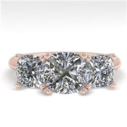 2.0 CTW Cushion Cut VS/SI Diamond 3 Stone Designer Ring 14K Rose Gold - REF-395Y8K - 38502