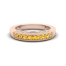 0.50 CTW Yellow Sapphire Band Love Me Art Deco Ring 10K Rose Gold - REF-17T6M - 20815