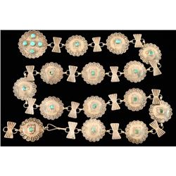 Old Pawn Hammered Silver & Turquoise Concho Belt