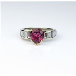 Vivid Red Rubelite Tourmaline & Diamond Ring