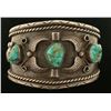 Image 1 : Old Pawn Native American Sterling & Turquoise Cuff