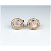 Image 1 : Beautiful Pink Rose Quartz & Diamond Earrings
