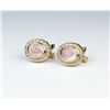 Image 2 : Beautiful Pink Rose Quartz & Diamond Earrings