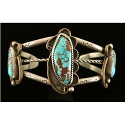 Old Pawn Sterling & Turquoise Handmade Cuff