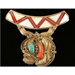 Old Pawn Inlaid on Silver Gold Collar Clip