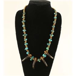 Old Pawn Turquoise & Bear Claw Nugget Necklace