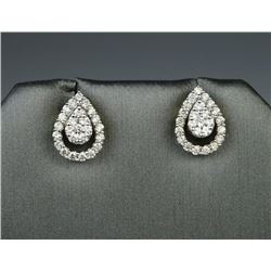 Dazzling Custom Made Pear Design Diamond Earrings