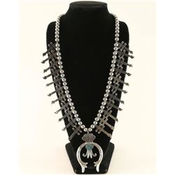 Turquoise Sterling Cross Squash Blossom Nec