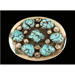 Vintage Turquoise & Silver Belt Buckle