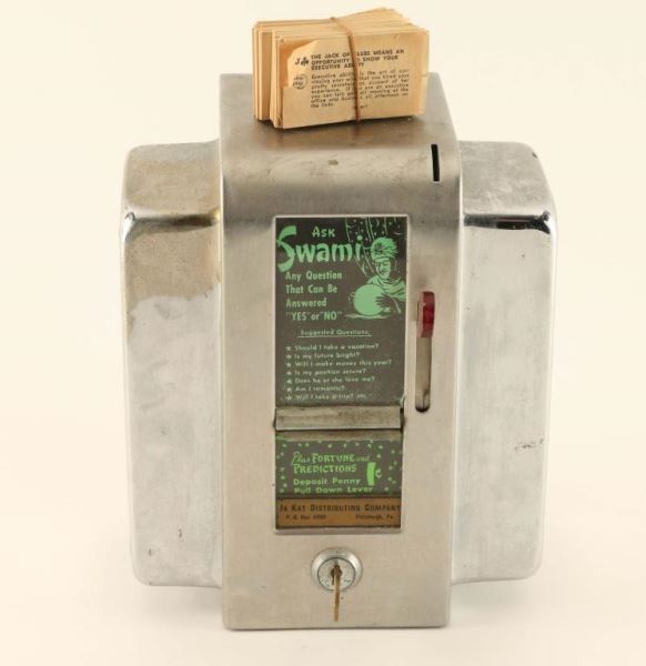 Vintage "Ask Swami" Coin Op Napkin Dispenser