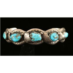 Old Pawn Handmade Turquoise Silver Cuff
