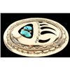 Image 1 : Turquoise Hammered Silver Bear Paw Navajo Buckle