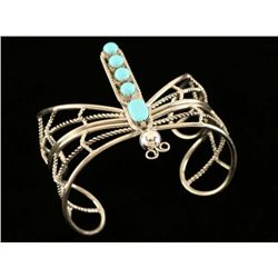 Native American Sterling Turquoise Butterfly Cuff