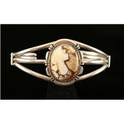 White Buffalo Magnesite Sterling Cuff