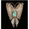 Image 1 : Hammered Sterling & Turquoise Butterfly Pin