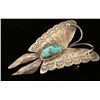 Image 2 : Hammered Sterling & Turquoise Butterfly Pin