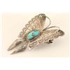 Image 3 : Hammered Sterling & Turquoise Butterfly Pin