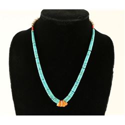 Santo Domingo Turquoise & Heishi Shell Necklace