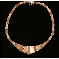 Hinged Wood Inlay Sterling Necklace