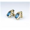 Image 2 : Custom Checkerboard Cut Blue Topaz Earrings
