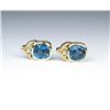 Image 3 : Custom Checkerboard Cut Blue Topaz Earrings