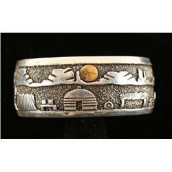 Gold Silver Navajo Storyteller Cuff