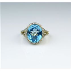 Captivating Swiss Blue Topaz & Diamond Ring