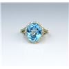 Image 2 : Captivating Swiss Blue Topaz & Diamond Ring