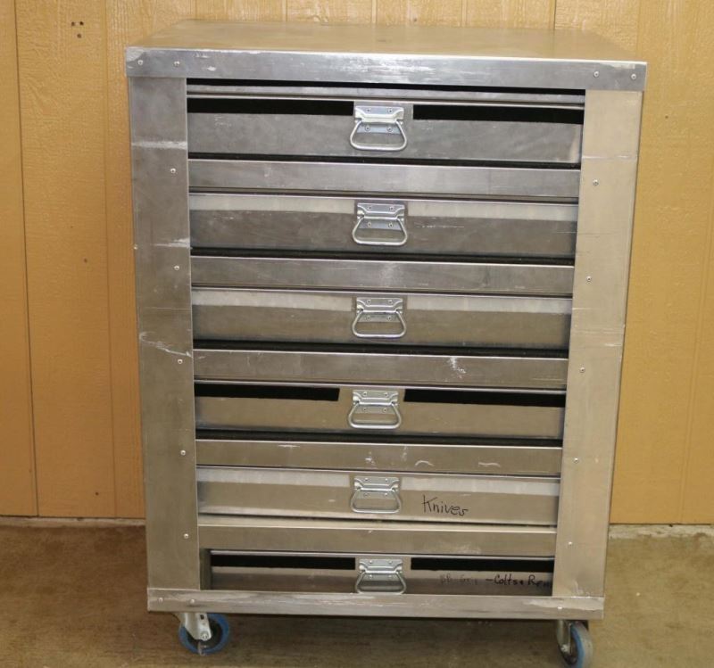 Custom Made Stainless Steel Showcase Rolling Rack