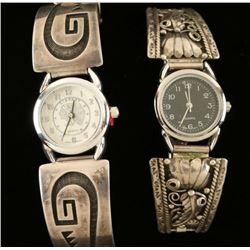 Lot of 2 Native American Silver Watch Tips