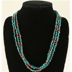 Native American Turquoise Coral Necklace