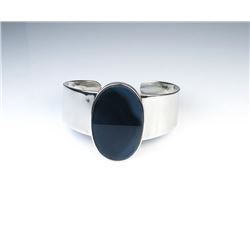 Contemporary Black Agate & Sterling Bracelet