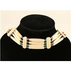 Native American Turquoise Coral Bone Choker