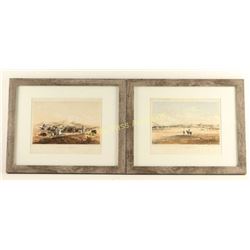 Lot of 2 Hand Colored Engravings