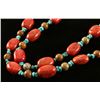 Image 2 : Apple Coral Turquoise Bead Necklace