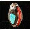Image 1 : Native American Sterling, Coral & Turquoise Ring