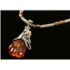 Image 2 : Amber Silver Pendant Pin with Silver Brass Beads