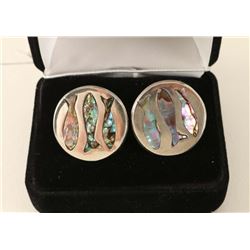 Inlaid Sterling & Abalone Cuff Links