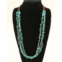 Three Strand Navajo Turquoise Bead Necklace
