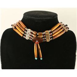 Native American Turquoise & Coral Bone Choker