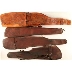 Lot of 4 Leather Rifle Scabbards