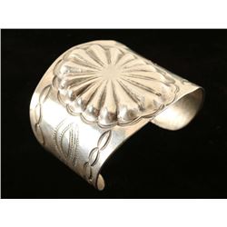 Hammered Repousee Sterling Native American Cuff