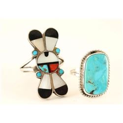 Lot of 2 Native American Sterling Silver Rings