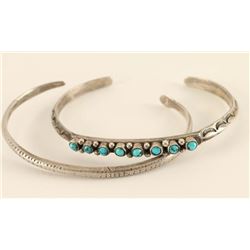 Lot of 2 Old Pawn Hammered Silver Cuff Bracelets