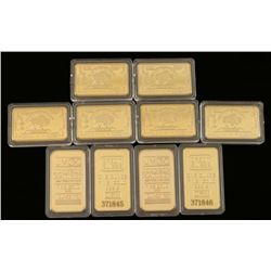 Lot of 10 Gold Plated Bars
