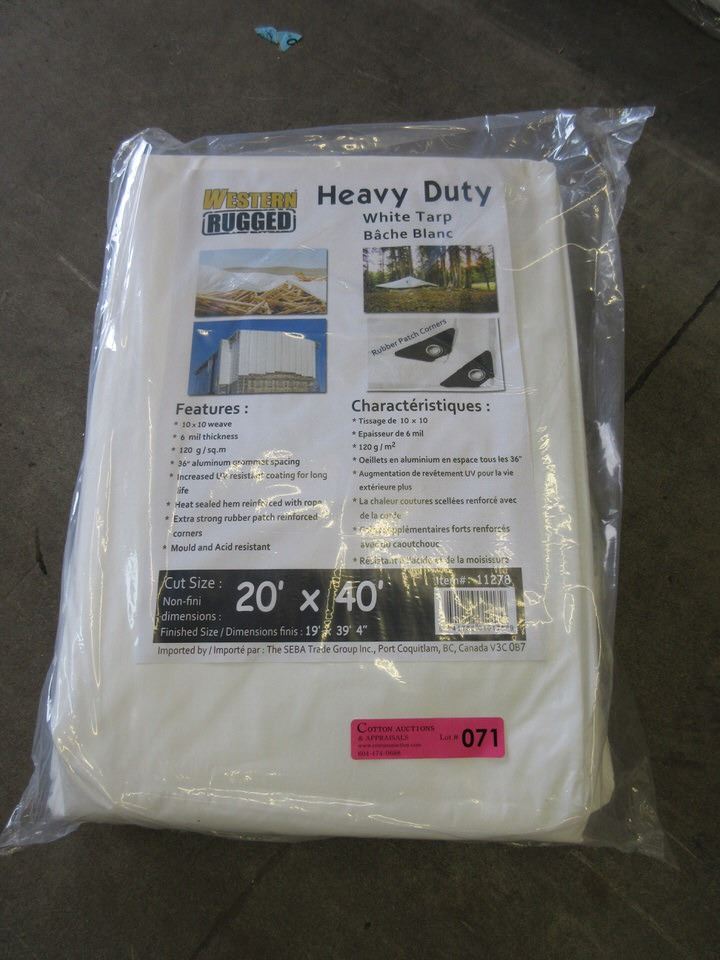 New Western Rugged White Tarp - 20 Feet x 40 Feet